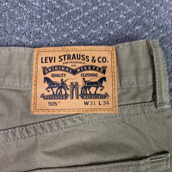 Levi's 505 Straight Jeans Men's 31 x 34 Measures 32 x 33 Brown Tan - Picture 7 of 12